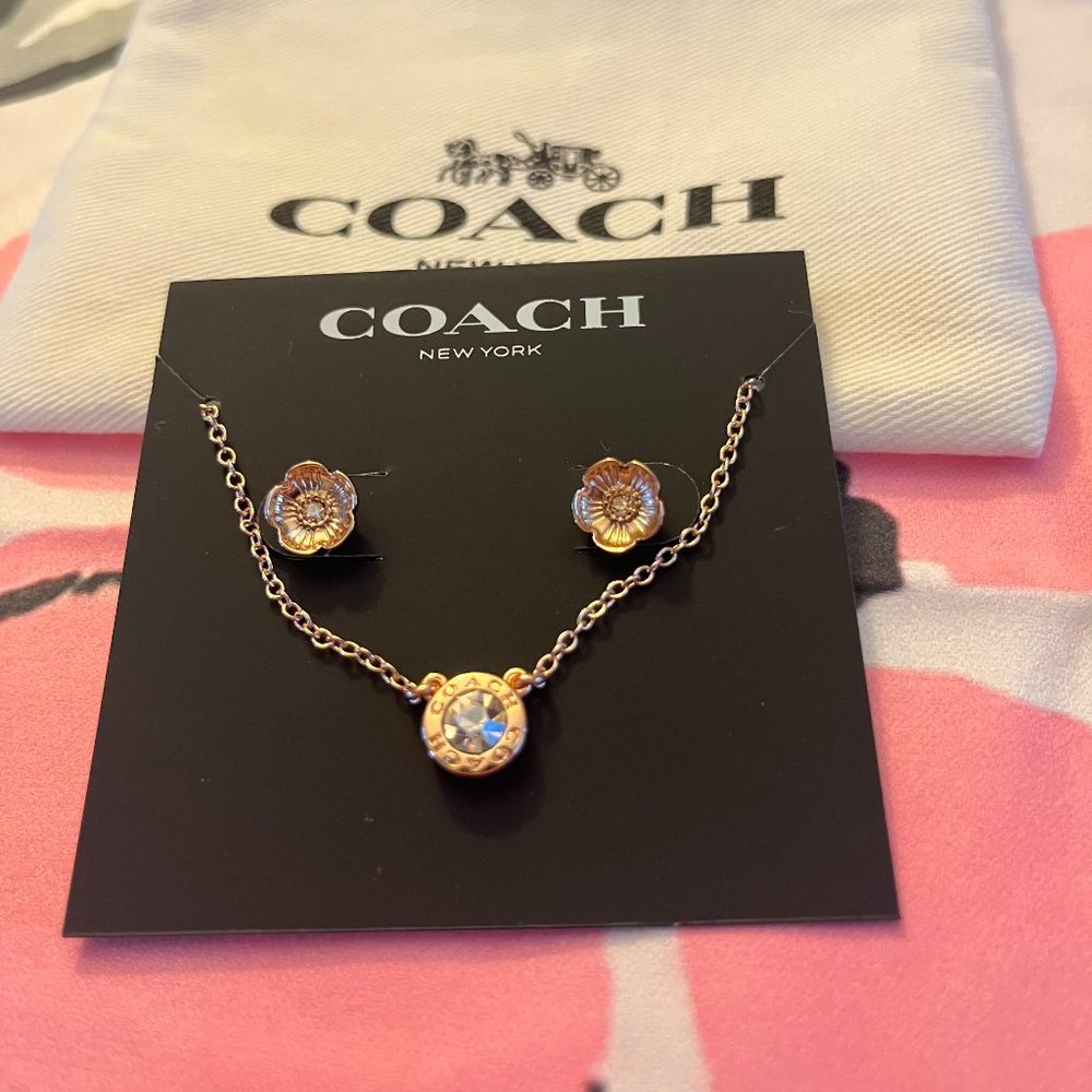 Coach necklace and earrings set
